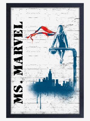 Marvel Ms. Marvel Stencil Framed Wood Poster