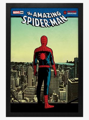 Marvel Spider-Man 60Th Ann Roof Framed Wood Poster