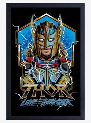 Marvel Thor Love And Thunder Masked Thor Framed Wood Poster