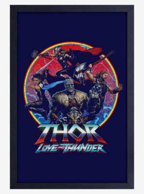Marvel Thor Love And Thunder Squad Framed Wood Poster
