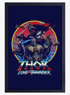 Marvel Thor Love And Thunder Squad Framed Wood Poster