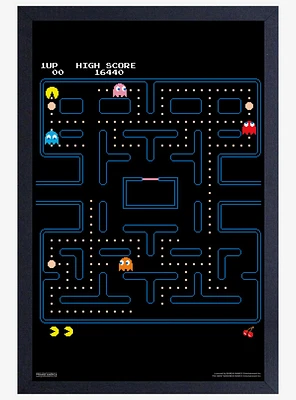 Pac-Man Maze Framed Wood Poster