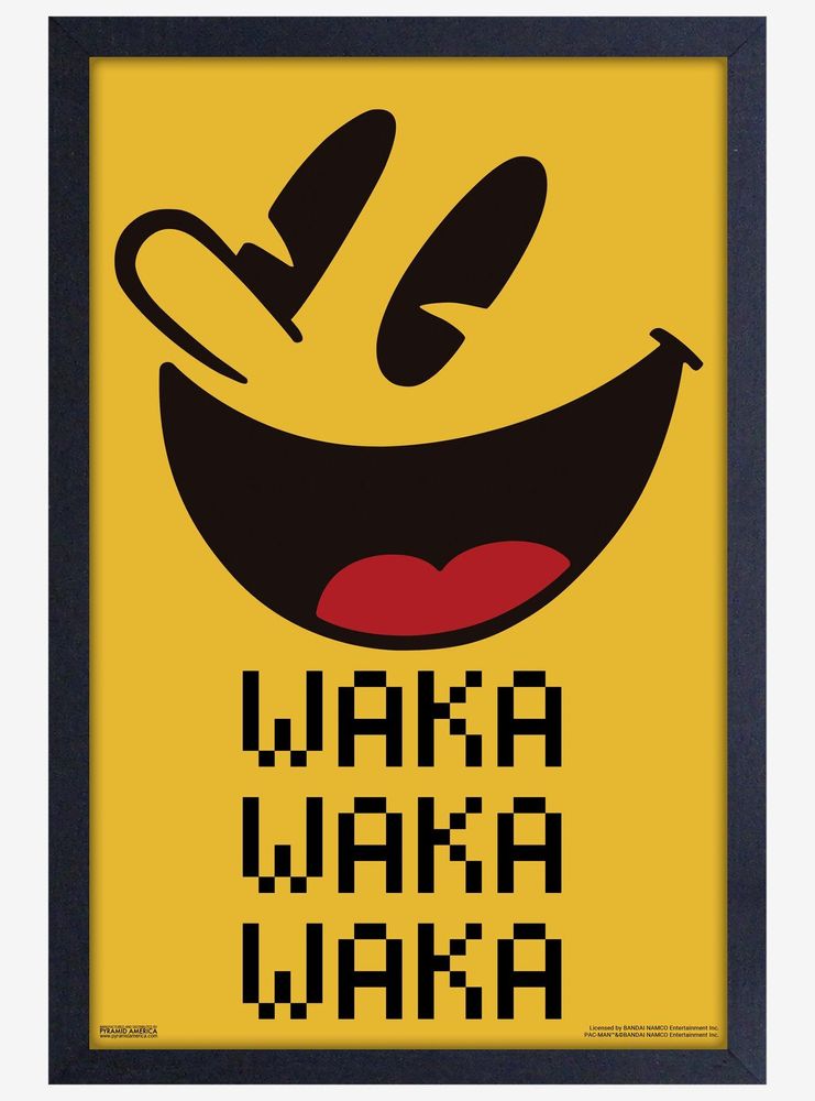 Pac-Man Waka Face Framed Wood Poster
