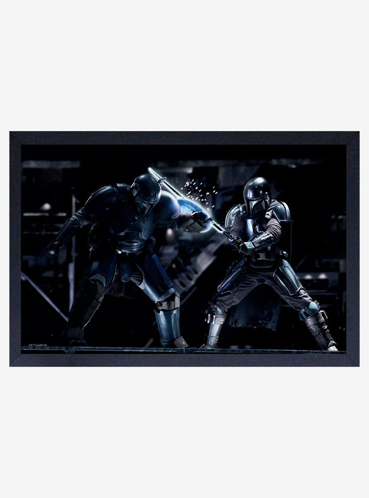 Star Wars Boba Fett Dark Saber Battle Framed Wood Poster