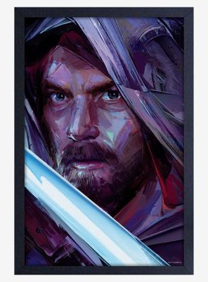 Star Wars Obi-Wan Brushed Framed Wood Poster