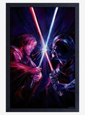 Star Wars Obi-Wan Clash Framed Wood Poster