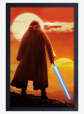 Star Wars Obi-Wan Sunset Saber Framed Wood Poster