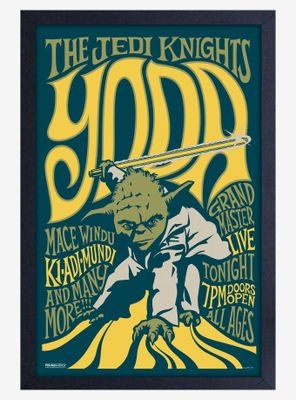 Star Wars Rock Poster Yoda Framed Wood Poster