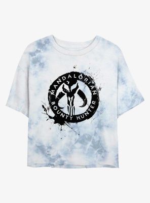 Star Wars The Mandalorian Bounty Hunter Inked Icon Tie-Dye Womens Crop T-Shirt