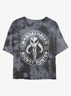 Star Wars The Mandalorian Bounty Hunter Tie-Dye Womens Crop T-Shirt