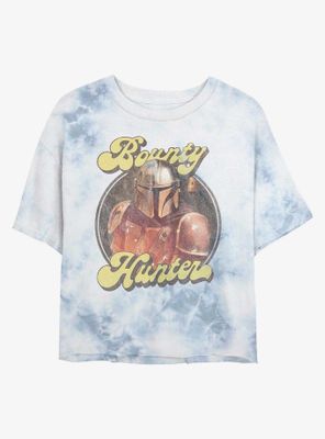 Star Wars The Mandalorian Bounty Hunter Retro Tie-Dye Womens Crop T-Shirt