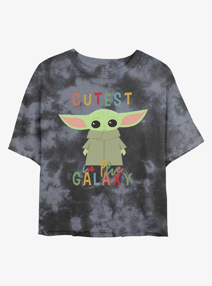 Star Wars The Mandalorian Child Cutest Galaxy Tie-Dye Womens Crop T-Shirt