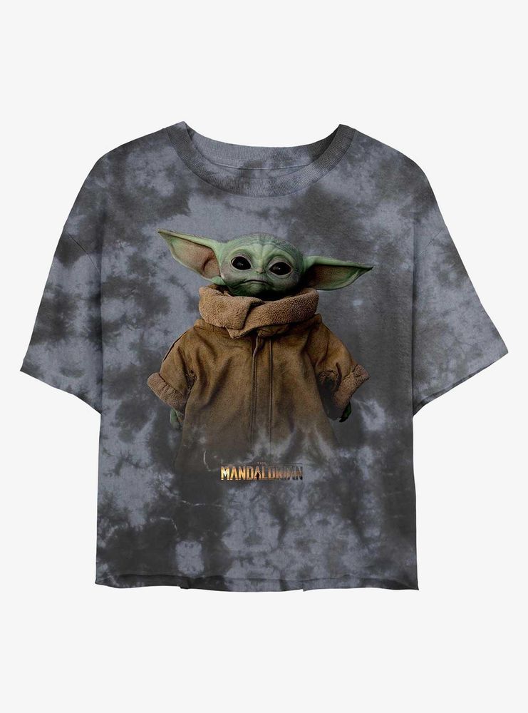 Star Wars The Mandalorian Child Portrait Tie-Dye Womens Crop T-Shirt