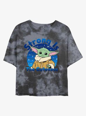 Star Wars The Mandalorian Child Strong Is Cuteness Tie-Dye Womens Crop T-Shirt