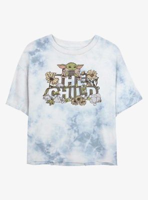 Star Wars The Mandalorian Child Vintage Flower Tie-Dye Womens Crop T-Shirt