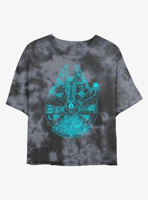 Star Wars Blue Falcon Tie-Dye Womens Crop T-Shirt