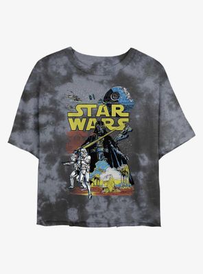 Star Wars Classic Print Tie-Dye Womens Crop T-Shirt