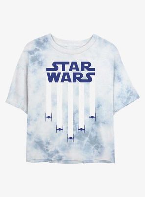 Star Wars Fighter Jets Banner Tie-Dye Womens Crop T-Shirt
