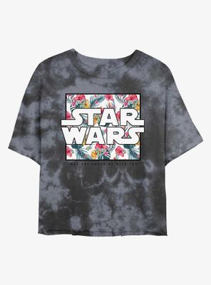 Star Wars Floral Box Logo Tie-Dye Womens Crop T-Shirt