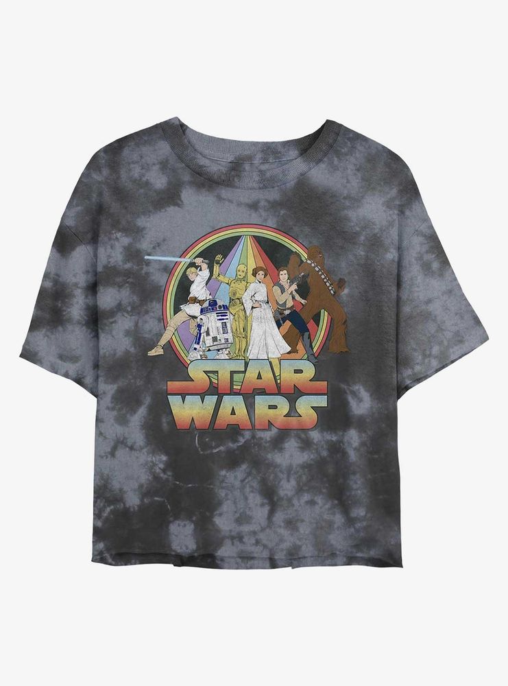 Star Wars Psychedelic Print Tie-Dye Womens Crop T-Shirt