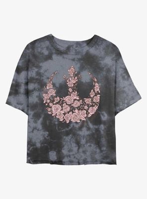 Star Wars Rose Rebel Emblem Tie-Dye Womens Crop T-Shirt