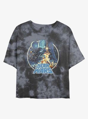 Star Wars Vintage Print Icon Tie-Dye Womens Crop T-Shirt