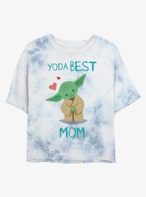 Star Wars Yoda Best Mom Hearts Tie-Dye Womens Crop T-Shirt