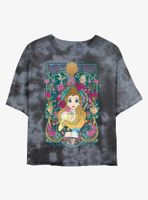 Disney Beauty And The Beast Belle Decorative Print Tie-Dye Womens Crop T-Shirt