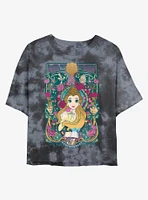 Disney Beauty And The Beast Belle Decorative Print Tie-Dye Womens Crop T-Shirt