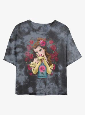 Disney Beauty And The Beast Rose Belle Tie-Dye Womens Crop T-Shirt