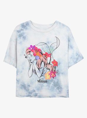 Disney The Little Mermaid Ariel Drawing Logo  Tie-Dye Womens Crop T-Shirt