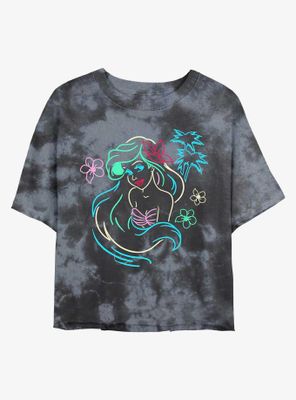 Disney The Little Mermaid Ariel Lights Tie-Dye Womens Crop T-Shirt