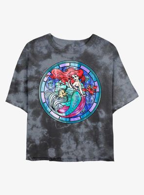 Disney The Little Mermaid Ariel Stained Glass Tie-Dye Womens Crop T-Shirt