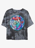 Disney The Little Mermaid Ariel Stained Glass Tie-Dye Womens Crop T-Shirt