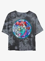 Disney The Little Mermaid Ariel Stained Glass Tie-Dye Womens Crop T-Shirt