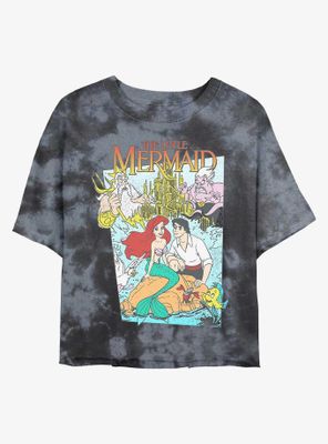Disney The Little Mermaid Cover Tie-Dye Womens Crop T-Shirt