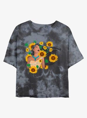 Disney Pocahontas Floral Portrait Tie-Dye Womens Crop T-Shirt
