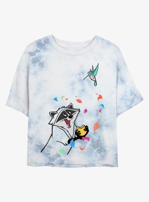 Disney Pocahontas Meeko And Flit Tie-Dye Womens Crop T-Shirt