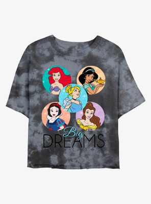 Disney Princesses Big Dreams Tie-Dye Womens Crop T-Shirt