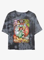 Disney Princesses Vintage Collage Tie-Dye Womens Crop T-Shirt