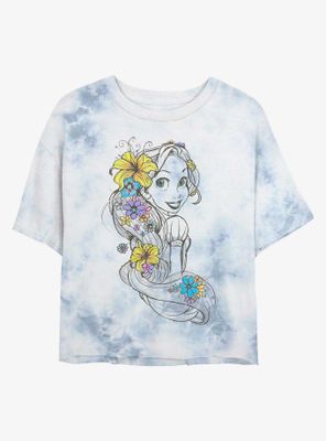 Disney Tangled Rapunzel Sketch Tie-Dye Womens Crop T-Shirt