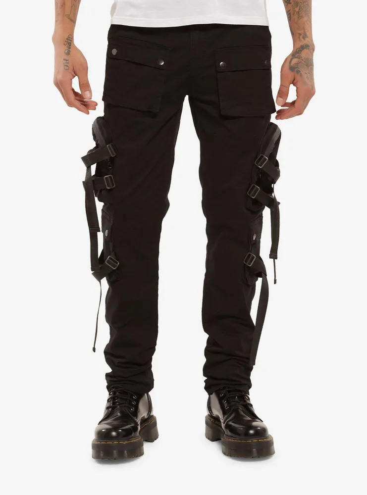 Black Suspender Cargo Pants
