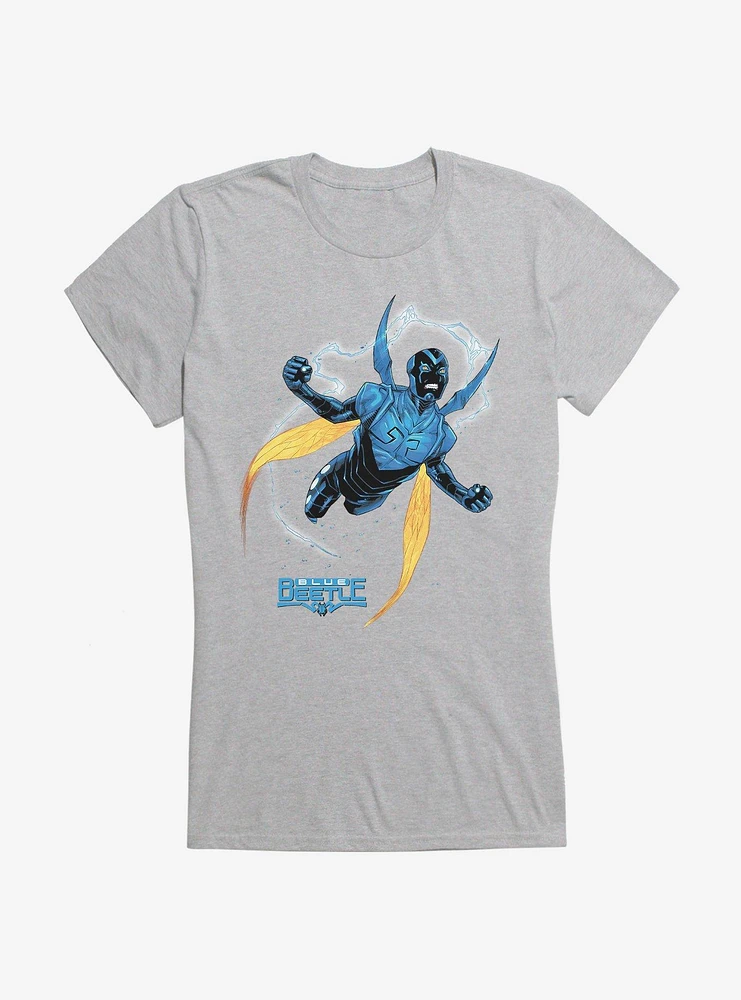 DC Comics Blue Beetle Flying Into Action Girls T-Shirt