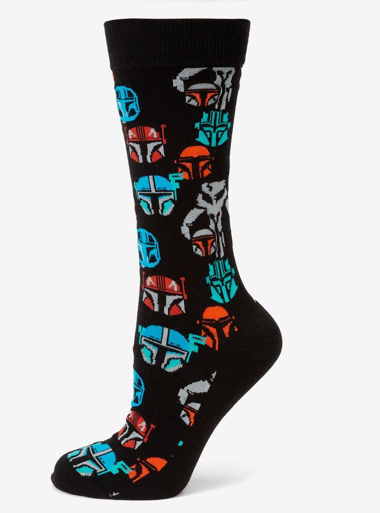 Star Wars The Mandalorian Guild Helmet Black Crew Socks