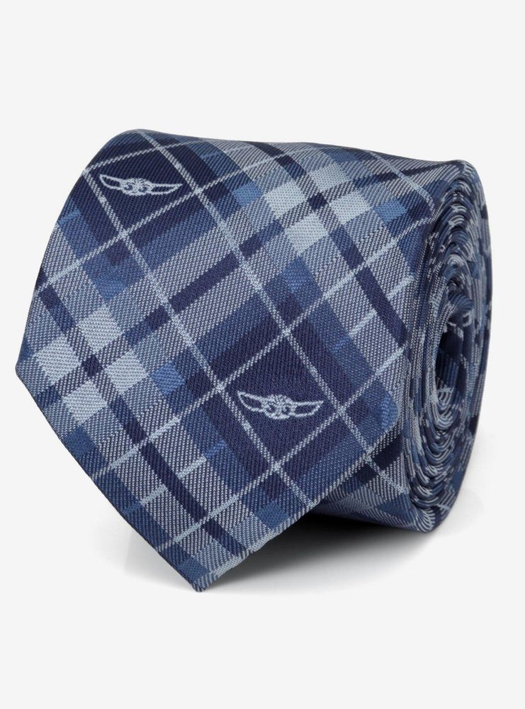 Star Wars The Mandalorian The Child Plaid Blue Men's Tie