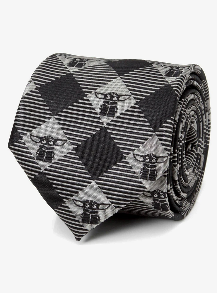 Star Wars The Mandalorian The Child Checkered Black Men's Tie