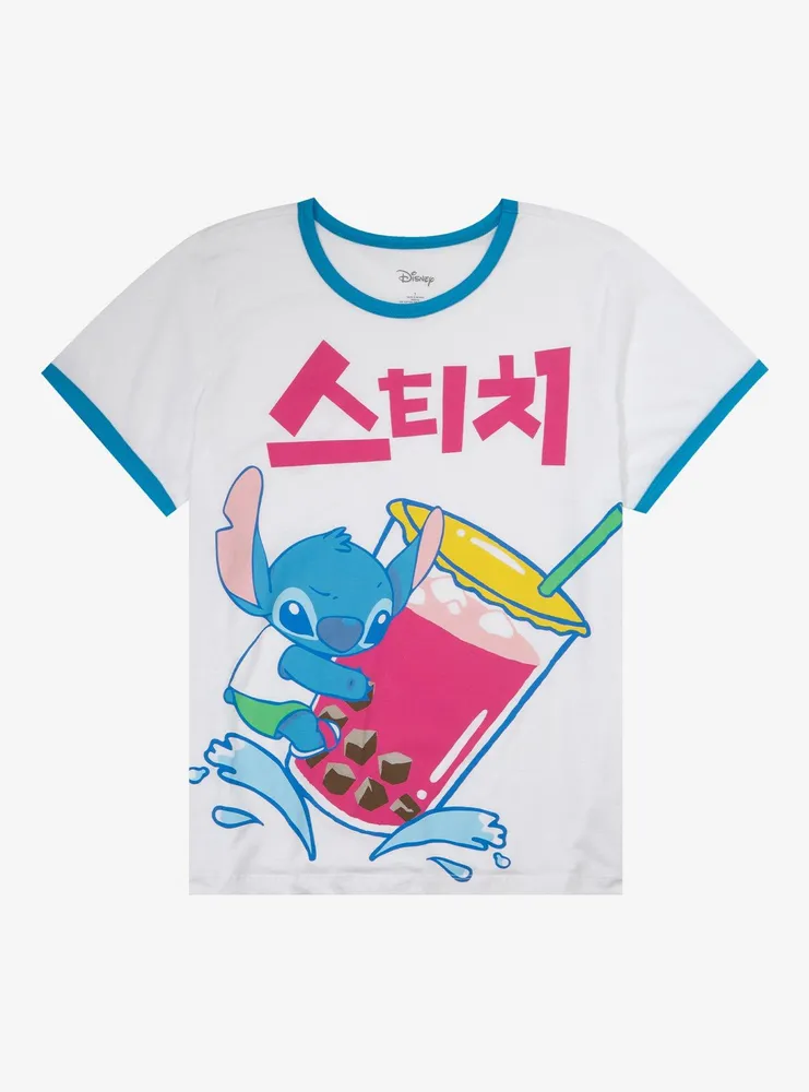 Hot Topic Disney Lilo & Stitch Boba Girls Ringer T-Shirt Plus