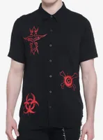 Red Death Symbols Woven Button-Up