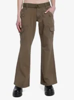 Social Collision Brown Flare Pants With Belt