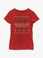 Marvel Guardians of the Galaxy Ugly Christmas Sweater Pattern Youth Girls T-Shirt